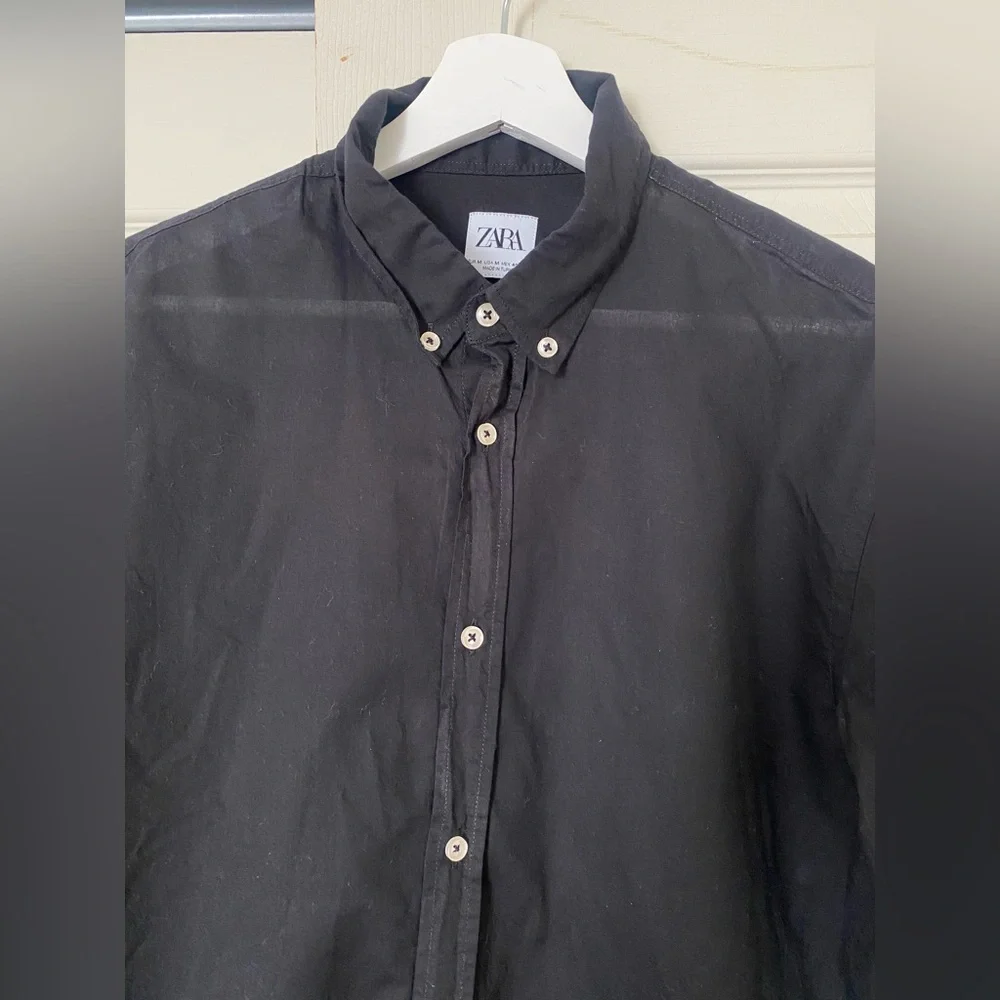 Zara Men's Black Lightweight Cotton Casual Shirt Size M